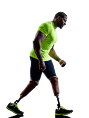 Alamy stock photo Man with two prosthetic legs