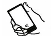 Line drawing of phone in hand